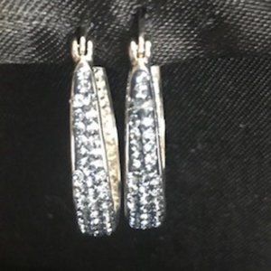 Blue Dimaond Hoop Earrings